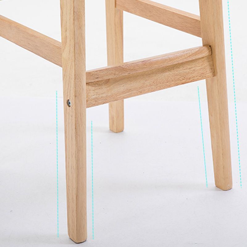Modern Dessert Shop Oak Wood Stool Matte Finish Upholstered Bar Stools