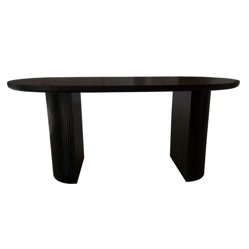 Oval Dining Table Contemporary Dining Table with Sled Base in Black