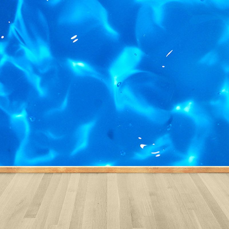Kids Style Sparkling Brine Mural Blue Waterproofing Wall Decor for Children Bedroom