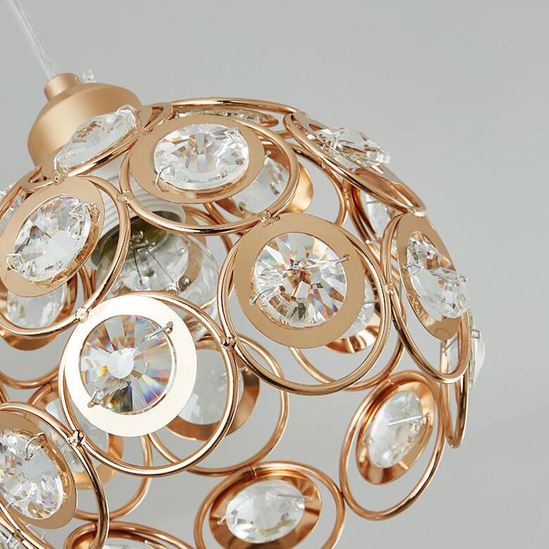 Round Crystal Suspension Light Fixture Contemporary 3-Light Gold Finish Multiple Hanging Light