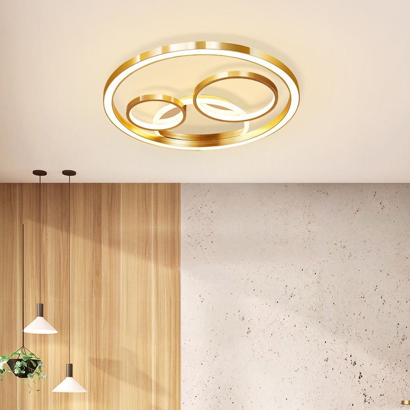 18"/23.5" W Round Acrylic Ceiling Mounted Fixture Modern LED Gold Flush Mount Spotlight