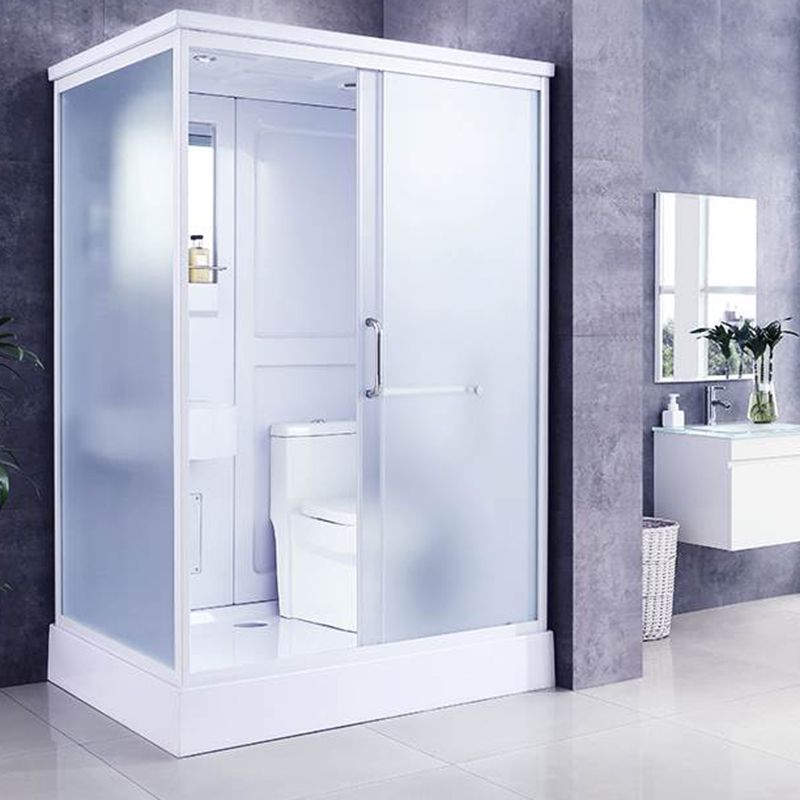 Framed Single Sliding Shower Kit Rectangle Frosted Shower Kit