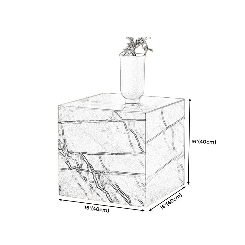 Contemporary Style Side Table Stone Block End Table for Living Room