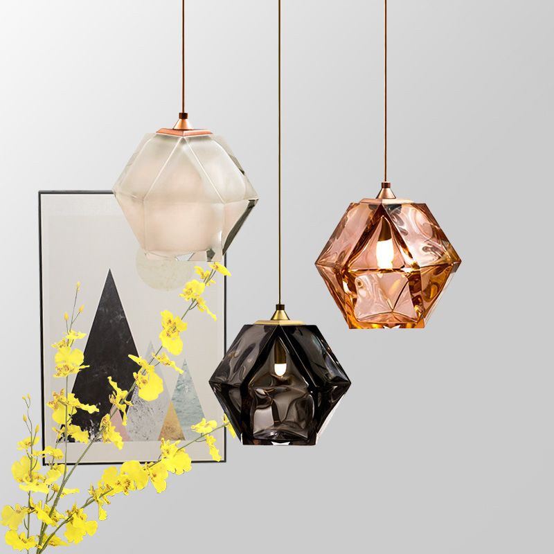 Geometric Hanging Light Nordic Glass Pendent Lighting Fixture for Sitting Room