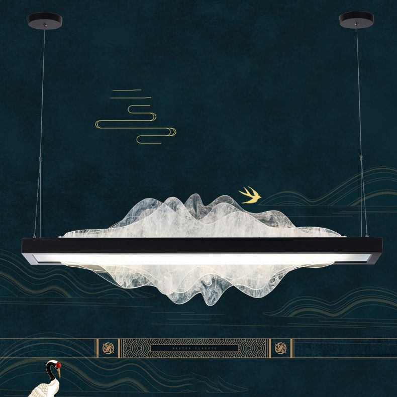 Modern Metal Chandelier Lamp Linear 1-light LED Island Pendant for Dining Room