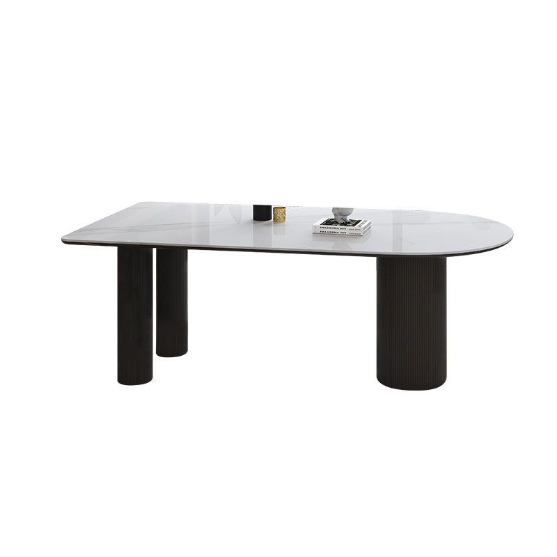 Irregular Shape White Table for Restaurant Sintered Stone Top Island Table with 3 Legs