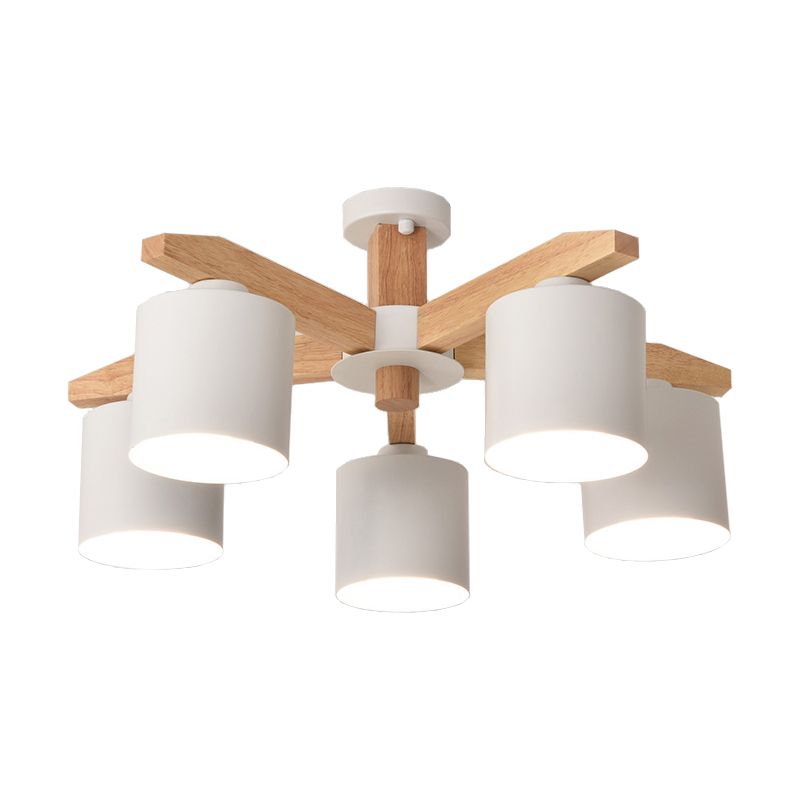 Cilindro in stile semplice semifulto chiaro metallo metallo 3/5/6/8 luci bianchi soffitto per soggiorno