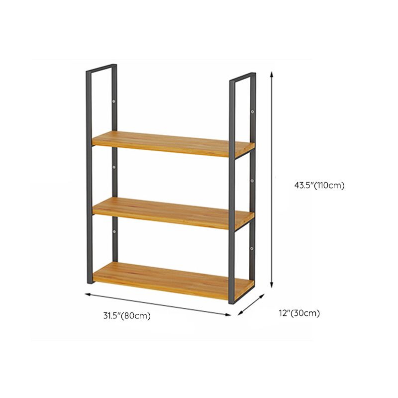 Contemporary Wooden Bookshelf Closed Back Floating Natural Bookcase