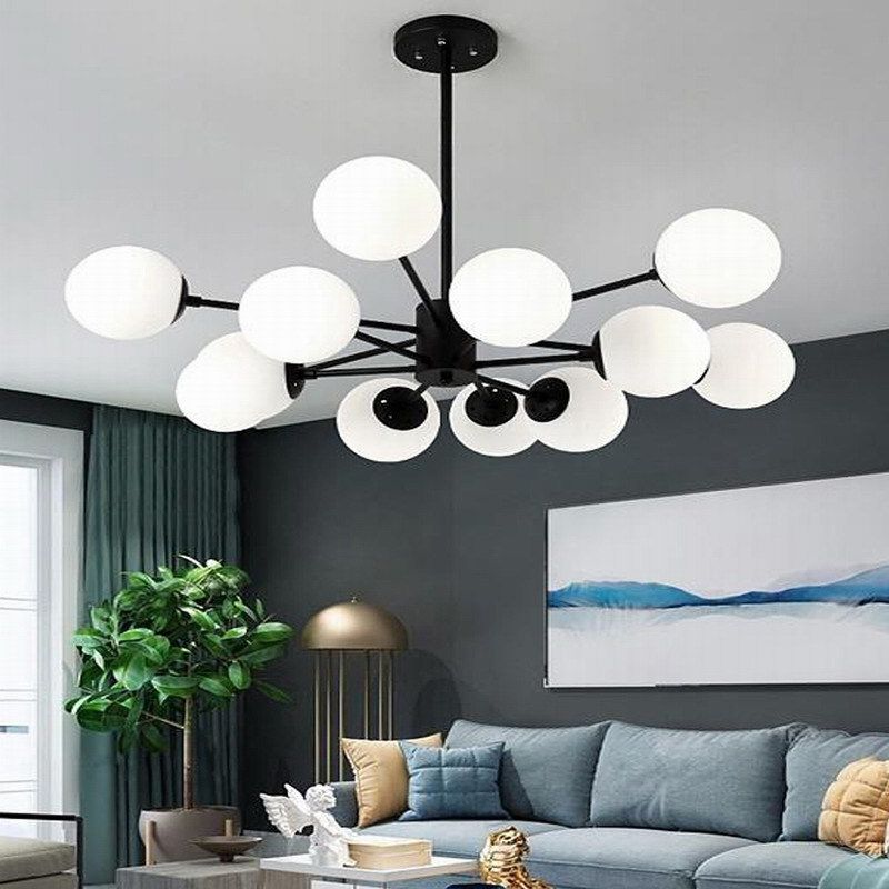 Modern Glass Shade Chandelier Globe Multi Light Chandelier Pendant for Bedroom