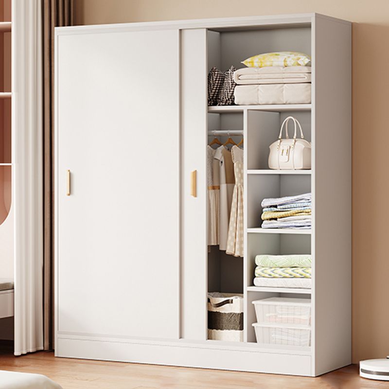 Contemporary Freestanding Wardrobe Armoire Wood Sliding Doors Wardrobe