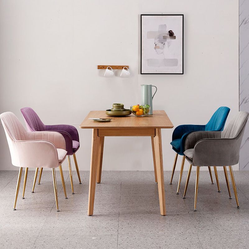 Modern Style Cloth Overturning Armrest Fixed Backrest Metal Arm Chair