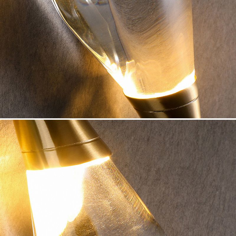 Golden Metal Lighting Contemporary Crystal Wall Light for Home Foyer