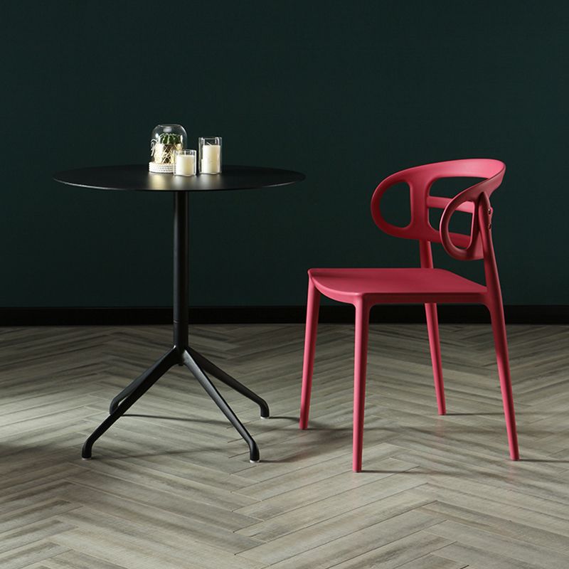Scandinavian Arm Dining Chairs Plastic Low Back Dining Side Chair for Home