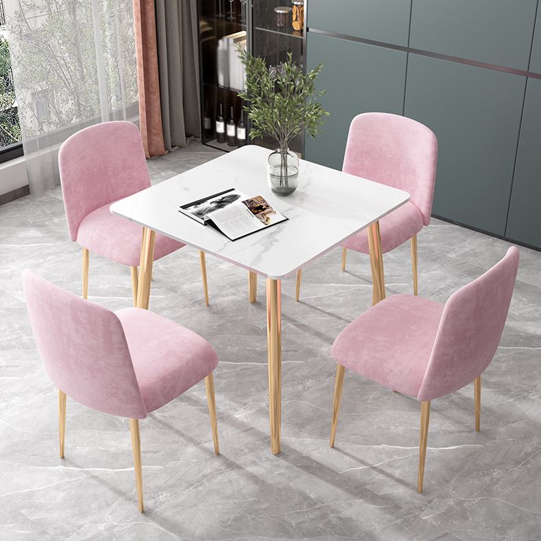 Glam Style Stone Top Dining Table with Gold 4 Legs for Living Room