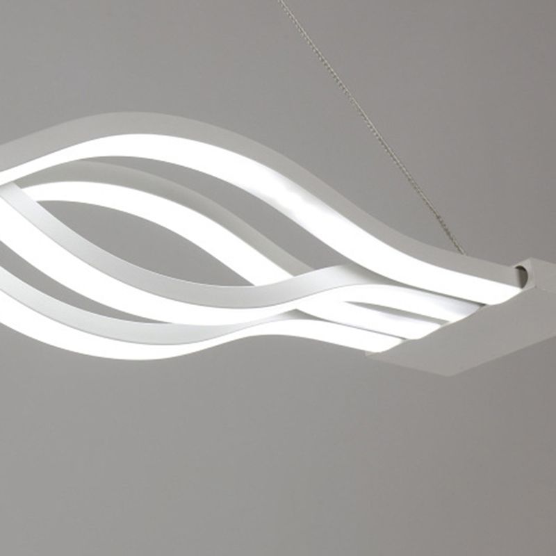 Modern Concise LED Island Light Lacquered Iron Linear Pendant Light with Acrylic Shade