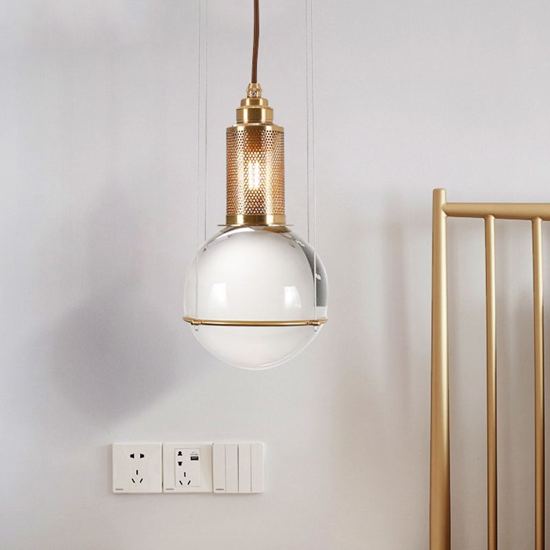 1 Light Pendant Light Modern Minimalist Globe Crystal Shade Living Room Hanging Lamp