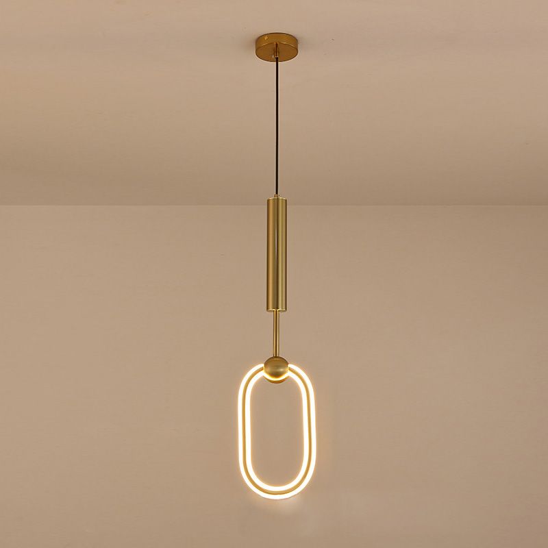 Gouden cirkelvormige led hanglamp in moderne eenvoud smeedijzeren hangende lamp met siliconen schaduw