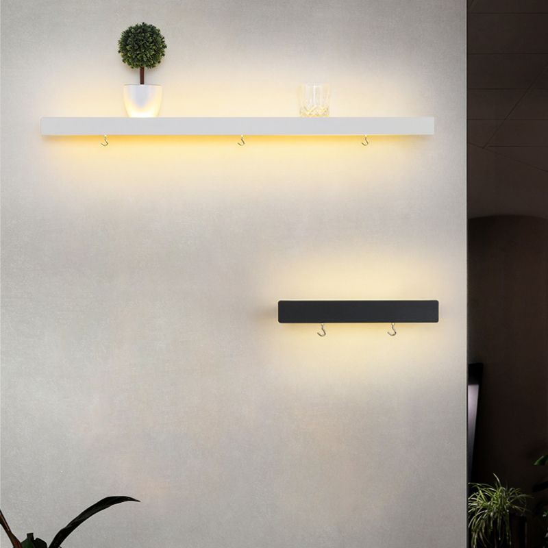 Linear Wall Light Fixture Nordic Metal Foyer LED Wall Lighting with Storage Rack Design