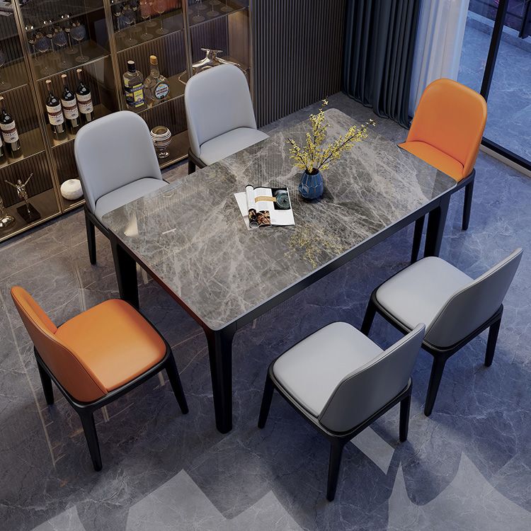 Rectangle Industrial Dining Table Two-Color Fixed Table with Sintered Stone