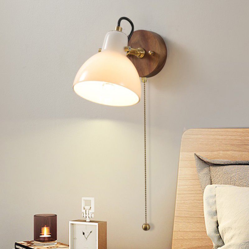 1-Light Simple Wall Lamp Modern Wall Mount Lamp with Glass Shade for Bedroom