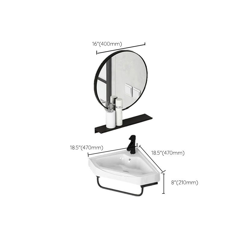 Contemporary Bathroom Sink with Pop-Up Drain Resin Specialty Wall Mount Bathroom Sink