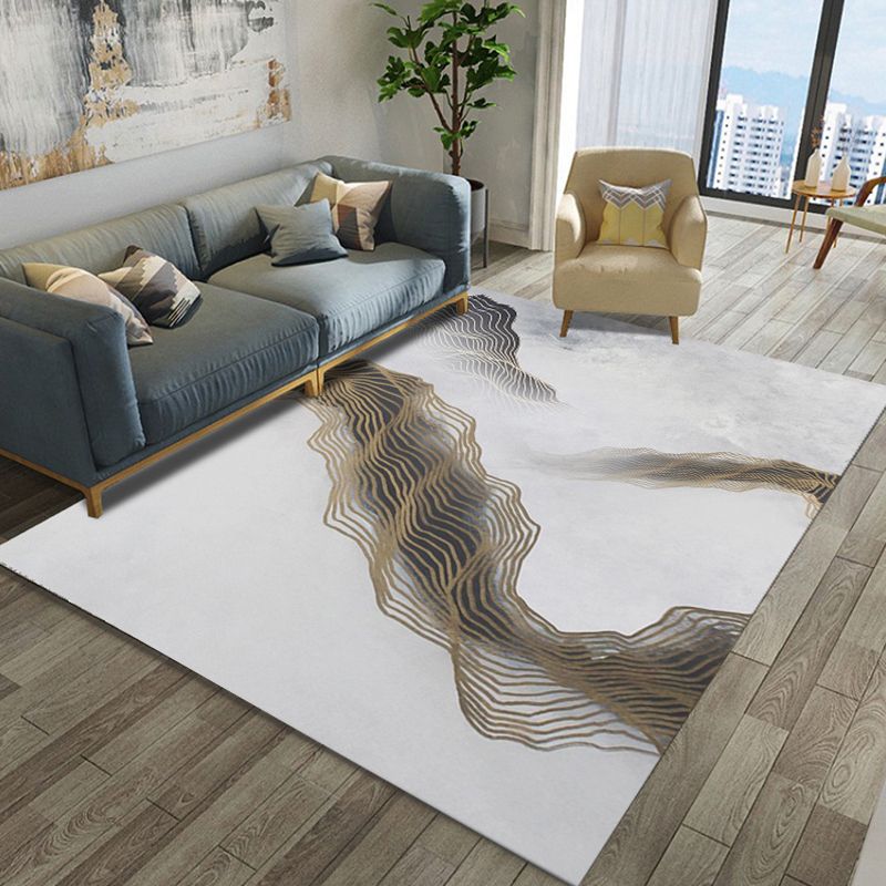 Artistic Geometric Abstract Line Rug Multicolor Modern Carpet Synthetics Anti-Slip Backing Pet-Friendly Rug for Great Room