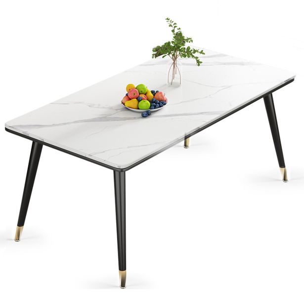 Mesa de comedor de piedra sinterizada Estilo de lujo 4 patas Mesa de rectángulo base para el hogar