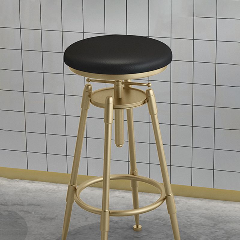 Glam Liftable Rotatable Counter Stool Iron Kitchen Bar Stool with Cushion and Pedal