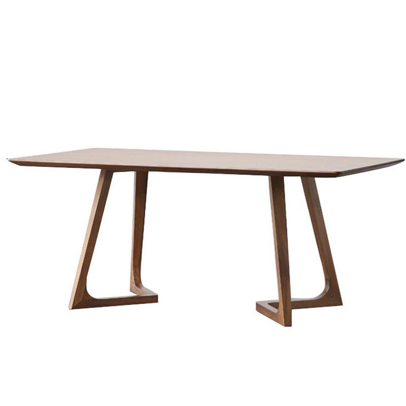 Natural Solid Wood Dining Table Modern Indoor Furniture with Double Pedestal