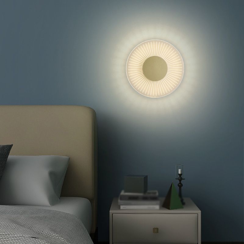 1 Light Round Wall Mounted Lamps Modern Style Metal Wall Sconces