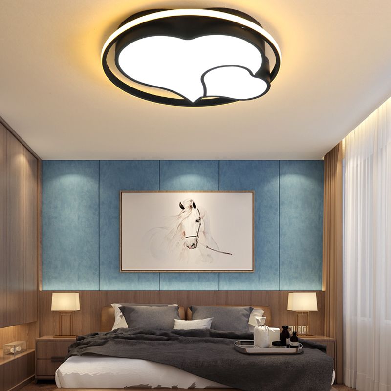 Nordic Heart Shape Ceiling Mount Light 3-Light Bedroom Ceiling Lamps with Acrylic Shade