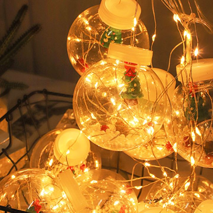 Nordic Wishing Ball String Lamp Plastic 12-Lights Indoor Curtain Lights in Clear