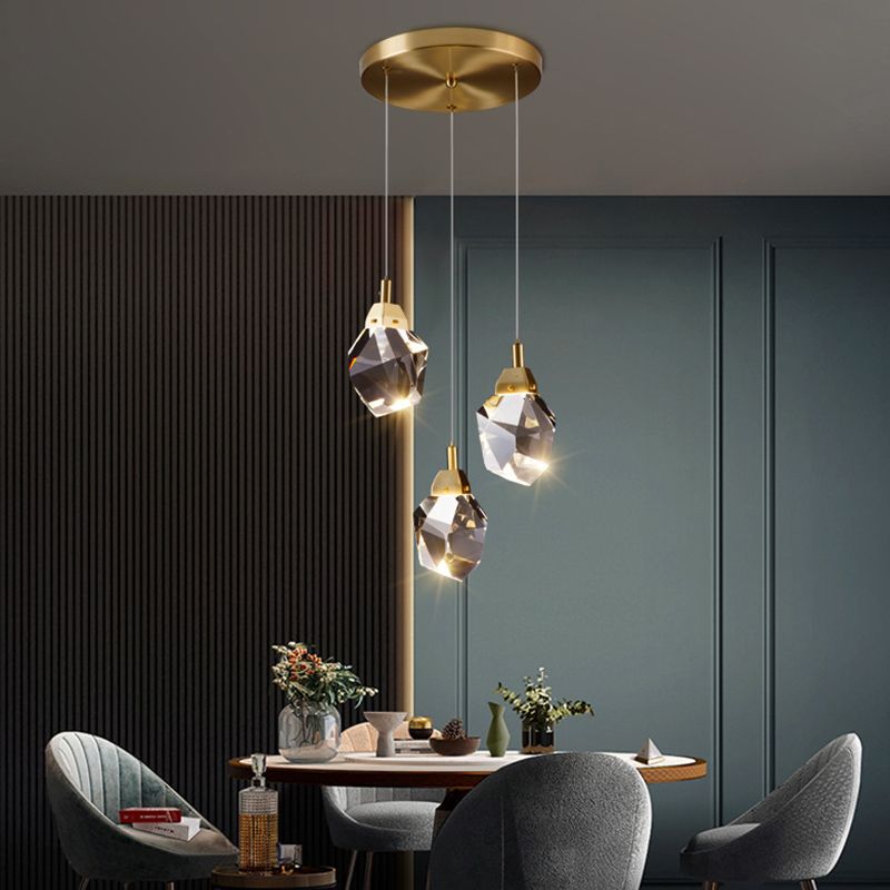 Postmoderne Einfachheit Geometrisch hängende Deckenleuchte Kristall -Aufhängung Anhänger Licht für das Restaurant