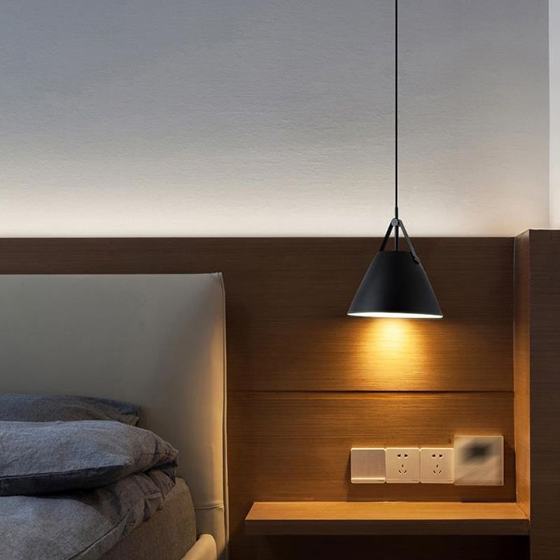 Metal Cone Hanging Lamp Contemporary Ceiling Light for Bedroom