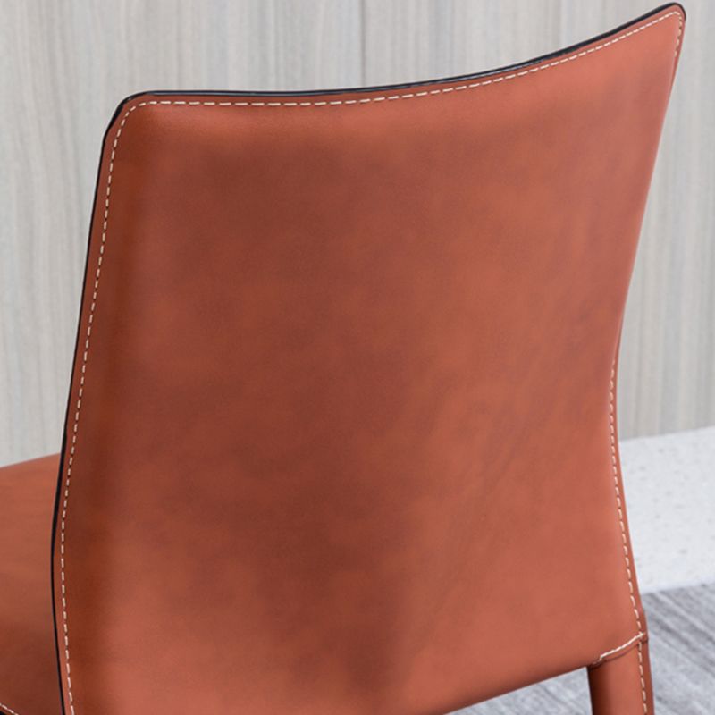 Contemporary Home Side Chair Faux Leather Solid Back Dining Chair