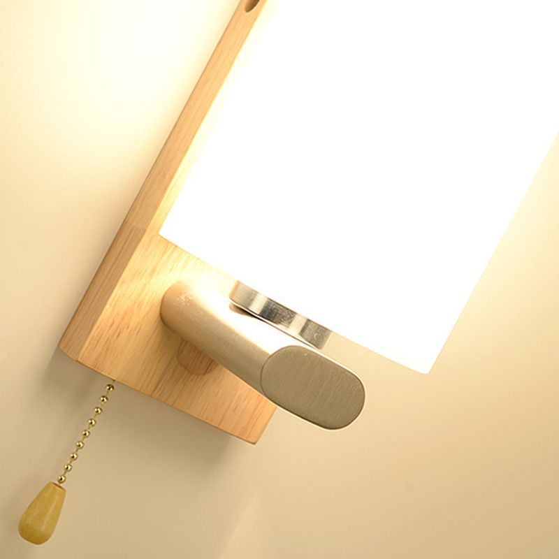 Wood Geometric Wall Sconce Lighting Simplicity-Style Wall Lighting Fixture in Beige