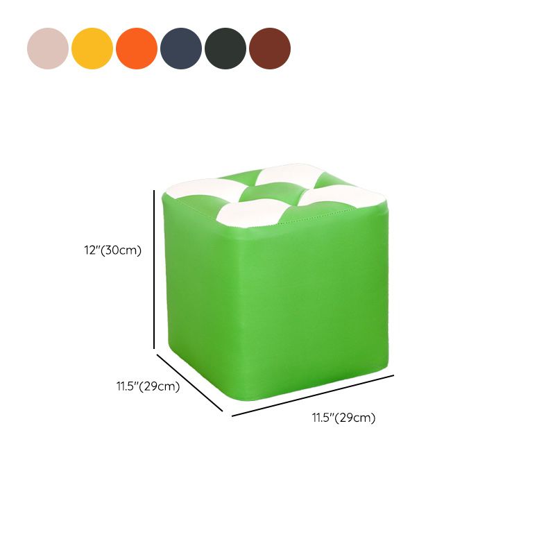 Color Panel Pouf Ottoman Stain Resistant Square Faux Leather Tufted Ottoman