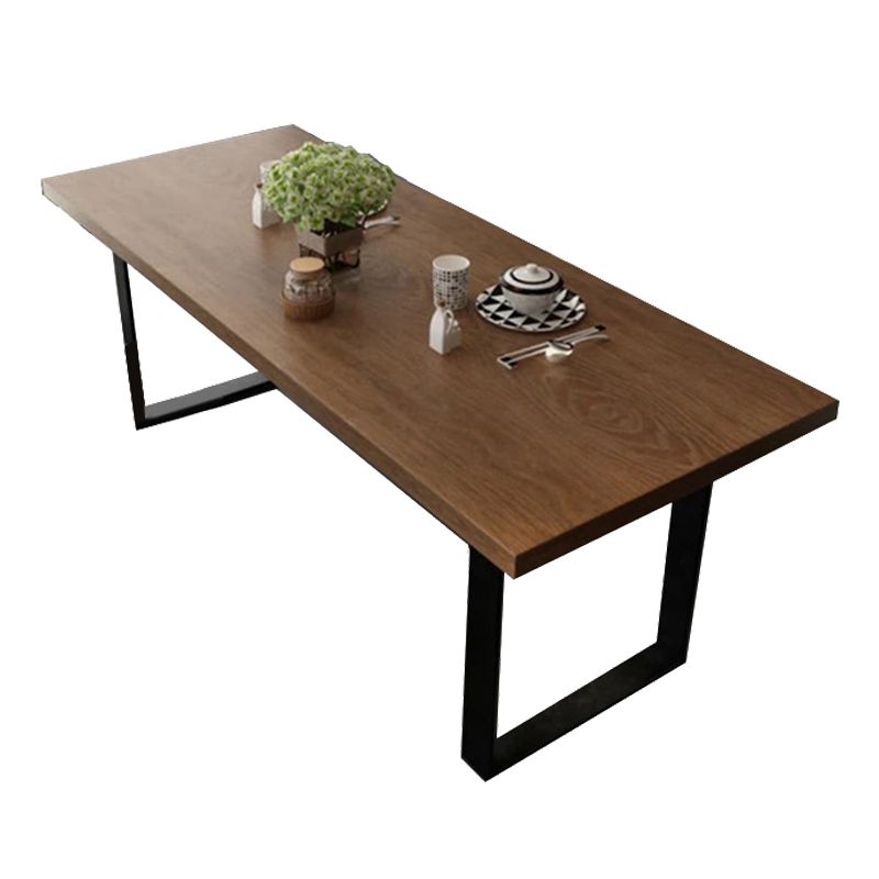 Rectangle Table Dining Table Industrial Dinner Room Solid Wood Table with Sled Base