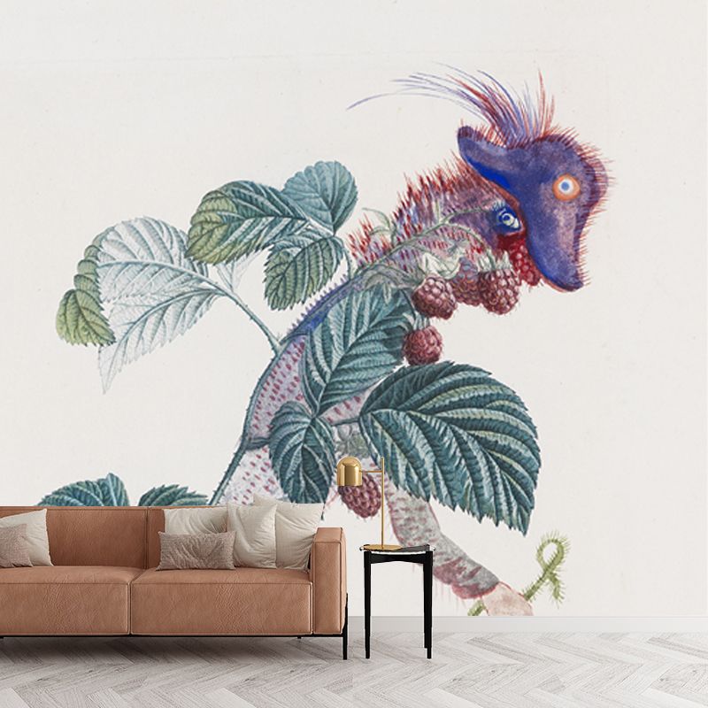 Dali Plant Painting Mural Decal Surrealism Smooth Wall Decor in Green for Living Room