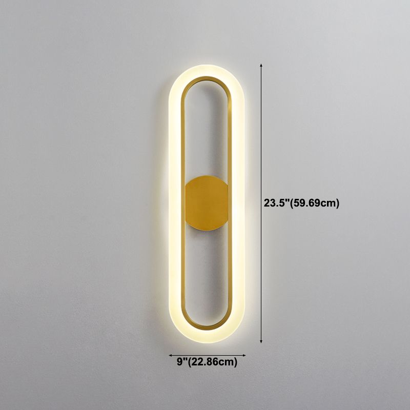 Oval Shade Metal Wall Sconce Modern Style Single Light Wall Mount Lighting in Gold