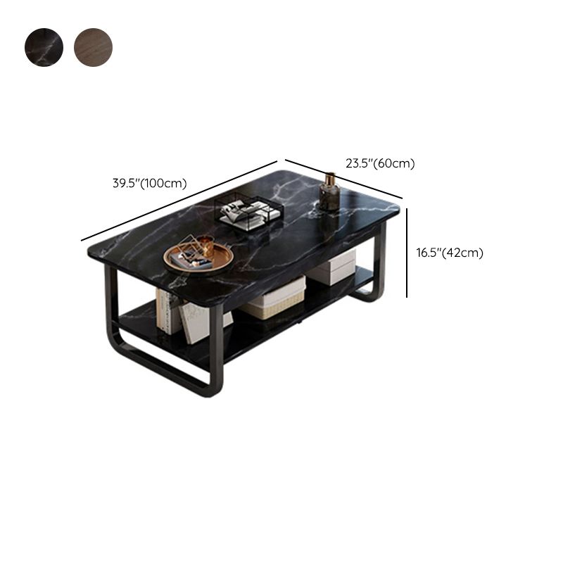 4 Legs Storage Coffee Table Set Modern Wood Rectangle Coffee Table