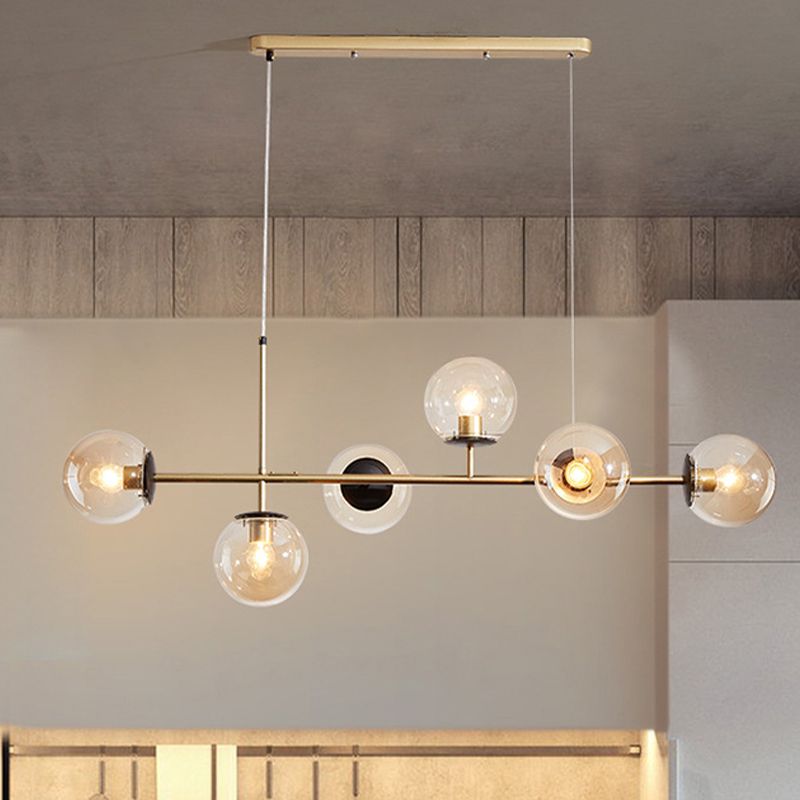 Modern Island Light Multi Lights Island Hanging Light with Glass Shade for Living Room