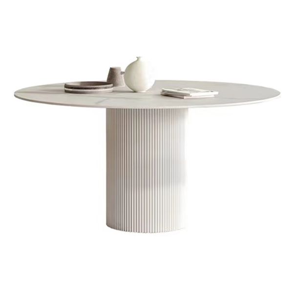 Moderne stijl gesinterde stenen eettafel enkele voetstuk Basisronde tafel voor thuis, 35,4 "l x 29.5" h