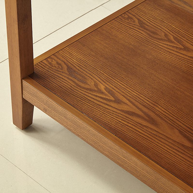 Farmhouse Living Room 4-Leg End Table One-Shelf Wooden Sofa End Table