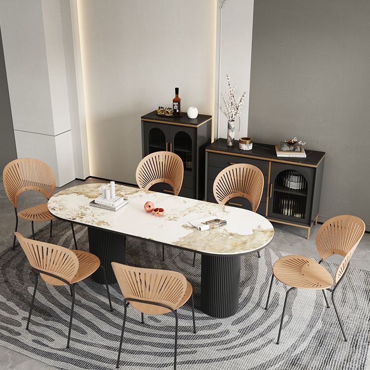 Glam Style Cupboard Artificial Wood Frame and Glass Door Kitchen Sideboard for Dining Room