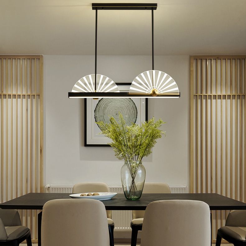 Modern Style Geometry Shape Island Lights Metal 3 Light Island Lighting in Black