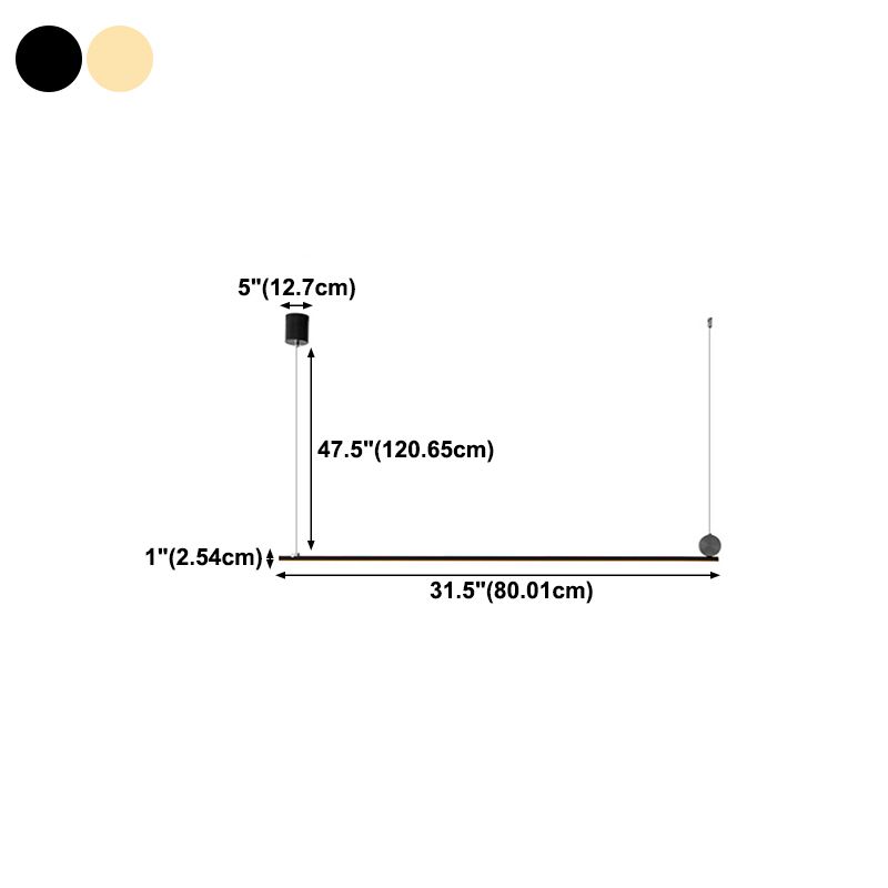 Contemporary Linear Shape Hanging Light Fixture Metal 1 Light Island Pendant Light