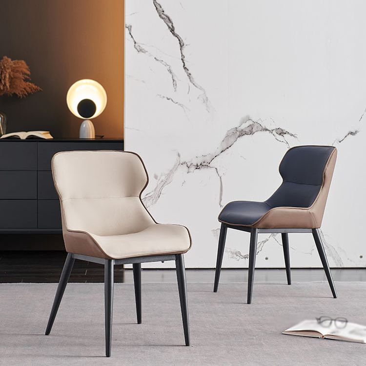 Silla auxiliar de cuero contemporánea para sala de estar con acabado mate Wingback Silla de comedor