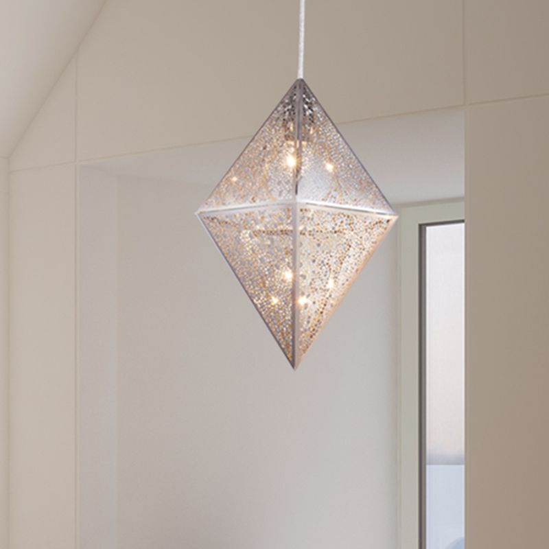 1 iluminación colgante de bulbo con luz de techo colgante de cromo posmoderno de diamante, 10 "/14" W
