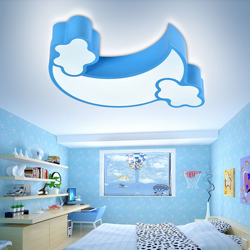Moon Bedroom Flush Mount Fixture LED crylique Simplicité Ceiling Éclairage en bleu